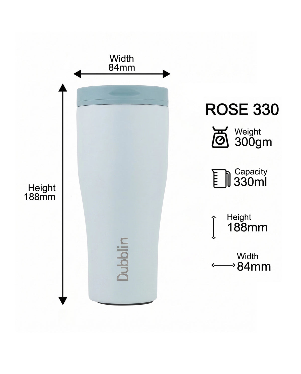Dubblin Rose Stainless Steel Mug 330 ml