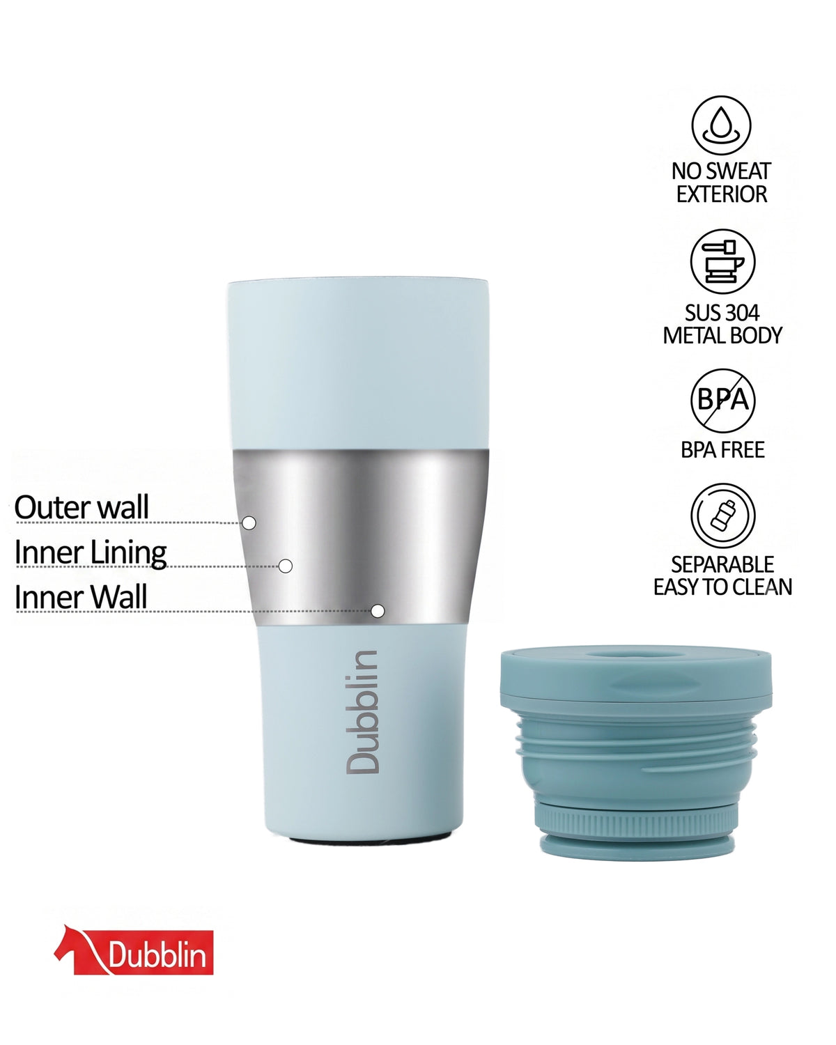 Dubblin Rose Stainless Steel Mug 330 ml