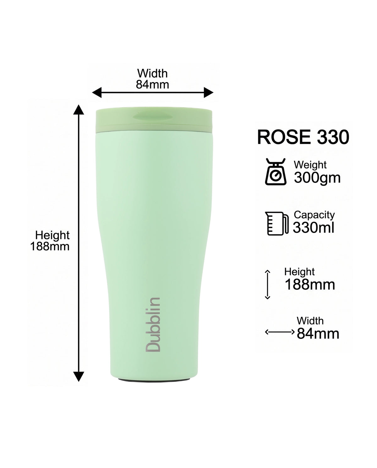 Dubblin Rose Stainless Steel Mug 330 ml