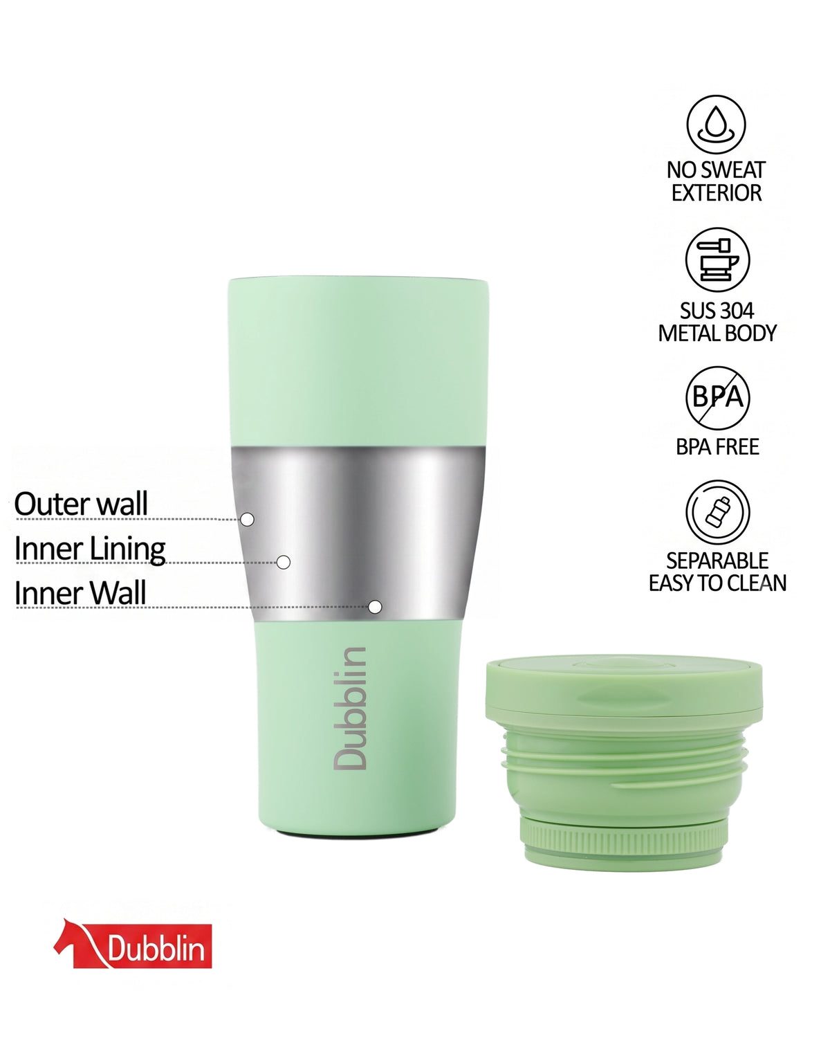 Dubblin Rose Stainless Steel Mug 330 ml