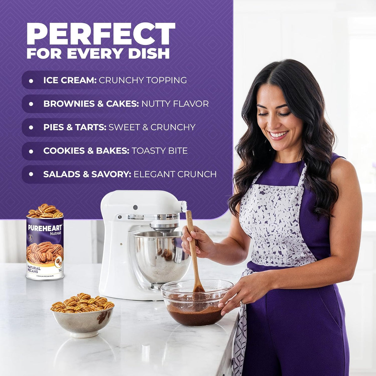 Pureheart Premium Pecan Nuts 180g | Premium Natural Pecans | Healthy Dry Fruits Snack | Rich in Protein | Fibre & Antioxidants | Ideal for Snacking & Baking