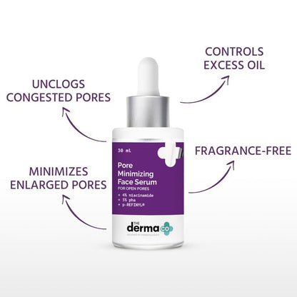 The Derma co Pore Minimizing Face Serum with 4% Niacinamide, 5% PHA and pREFINYL - PUSHMYCART