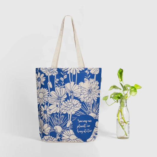 Ecoright Flowers Zipper Tote Bag