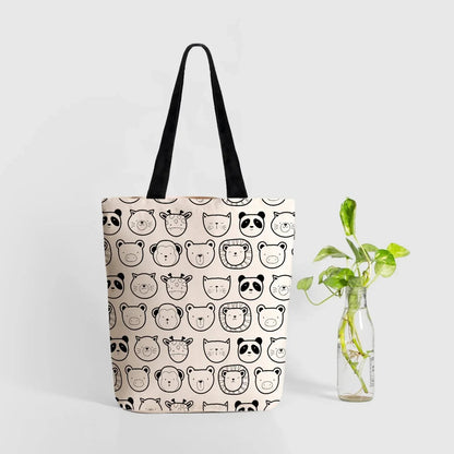 Ecoright Cute Animals Zipper Tote Bag