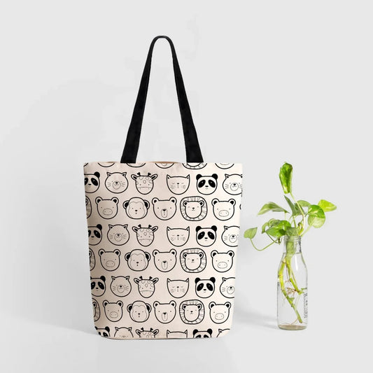 Ecoright Cute Animals Zipper Tote Bag