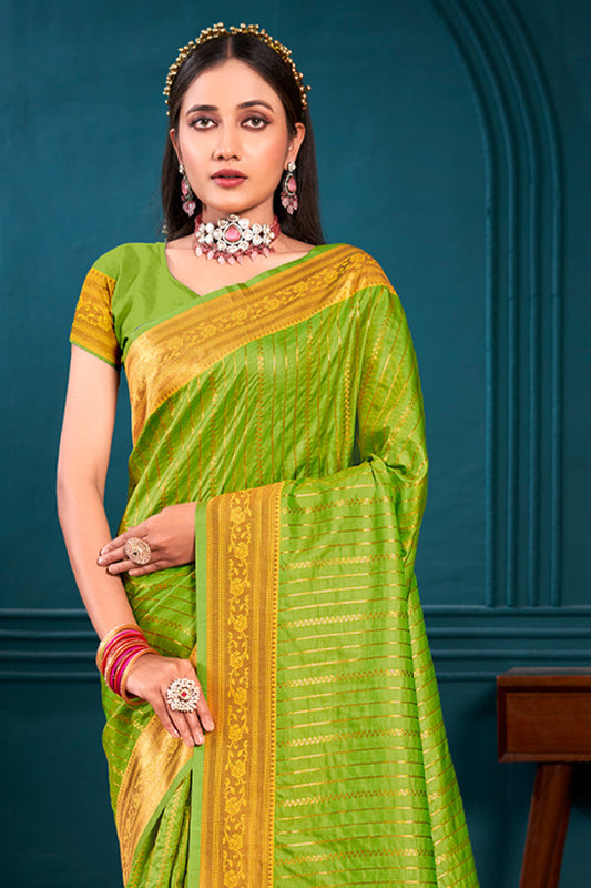 Deeva Sarees Deeva Sarees Light Green Paithani Silk Saree