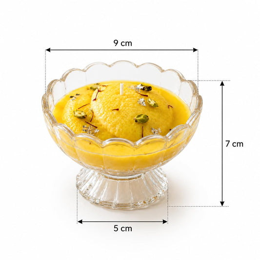 Rasmalai Candle in Glass Bowl Decorative Indian Sweet Candle