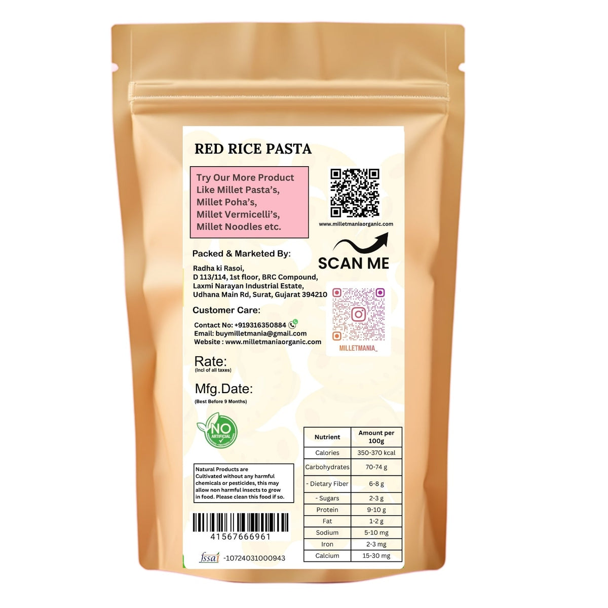 Millet Mania Red Rice Pasta