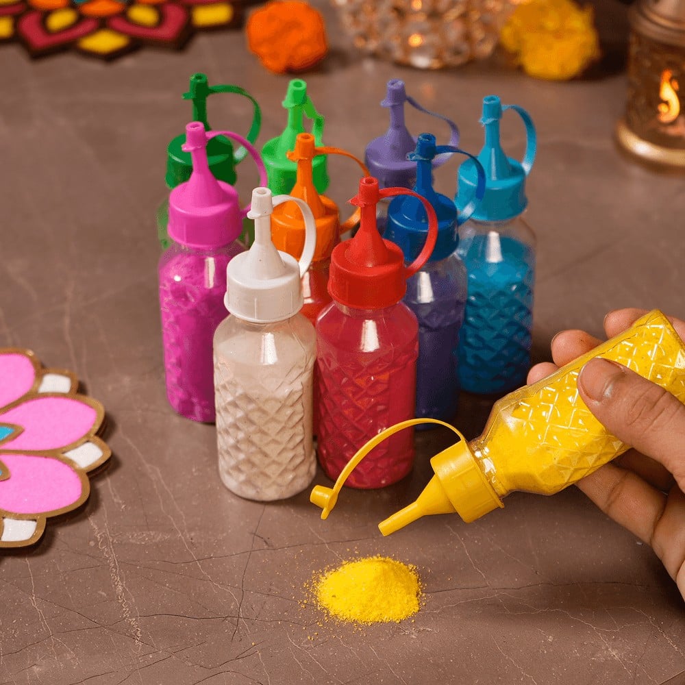 Aravi Rangoli Colour Bottles Pack of 10 Multicolour