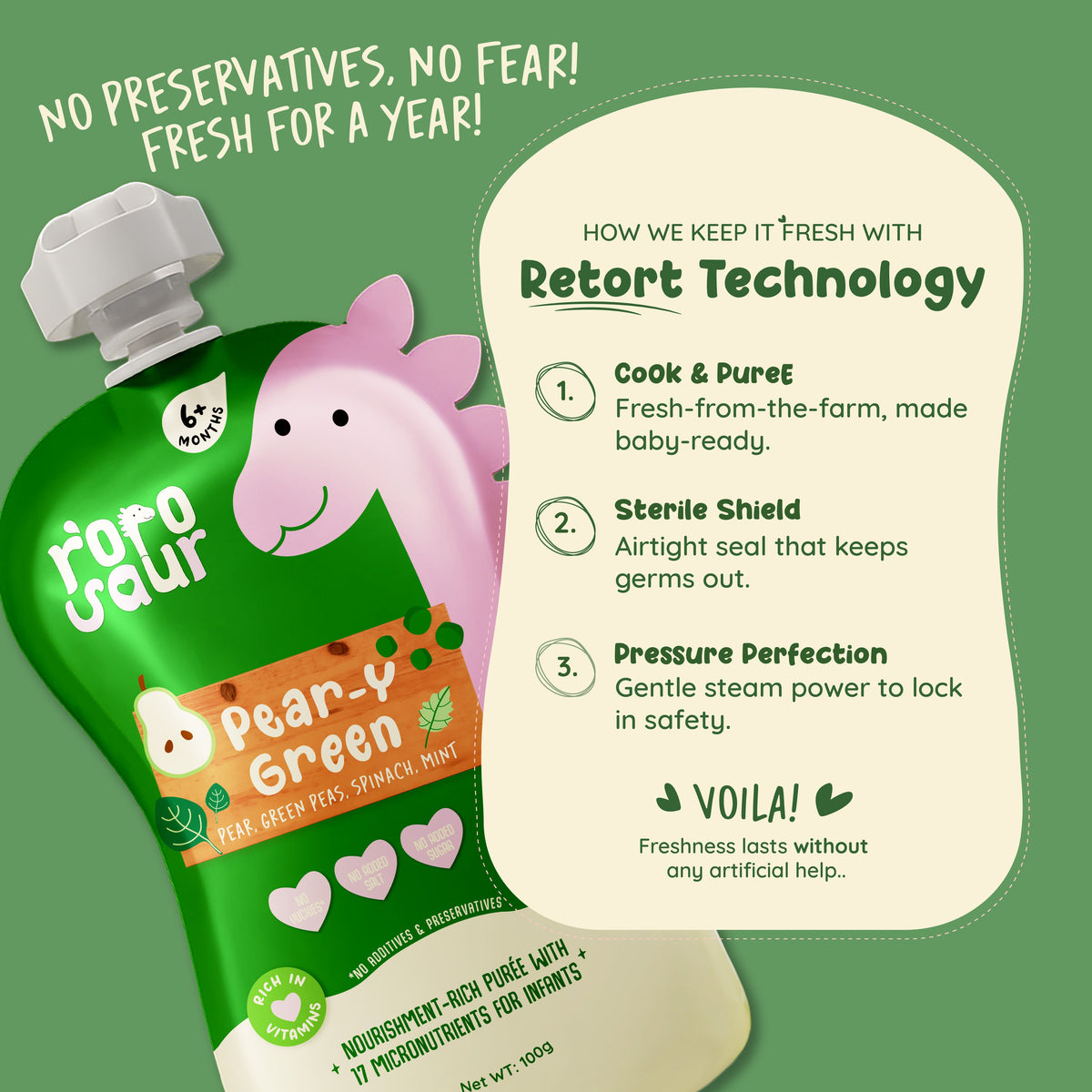 Rorosaur Pear-Y Green Baby Puree