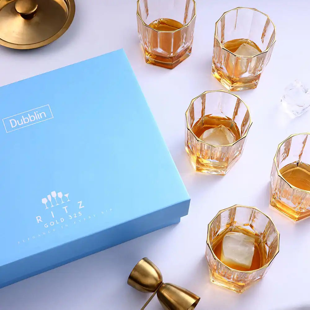 Dubblin Ritz Gold Whiskey Glass Set 325 ml