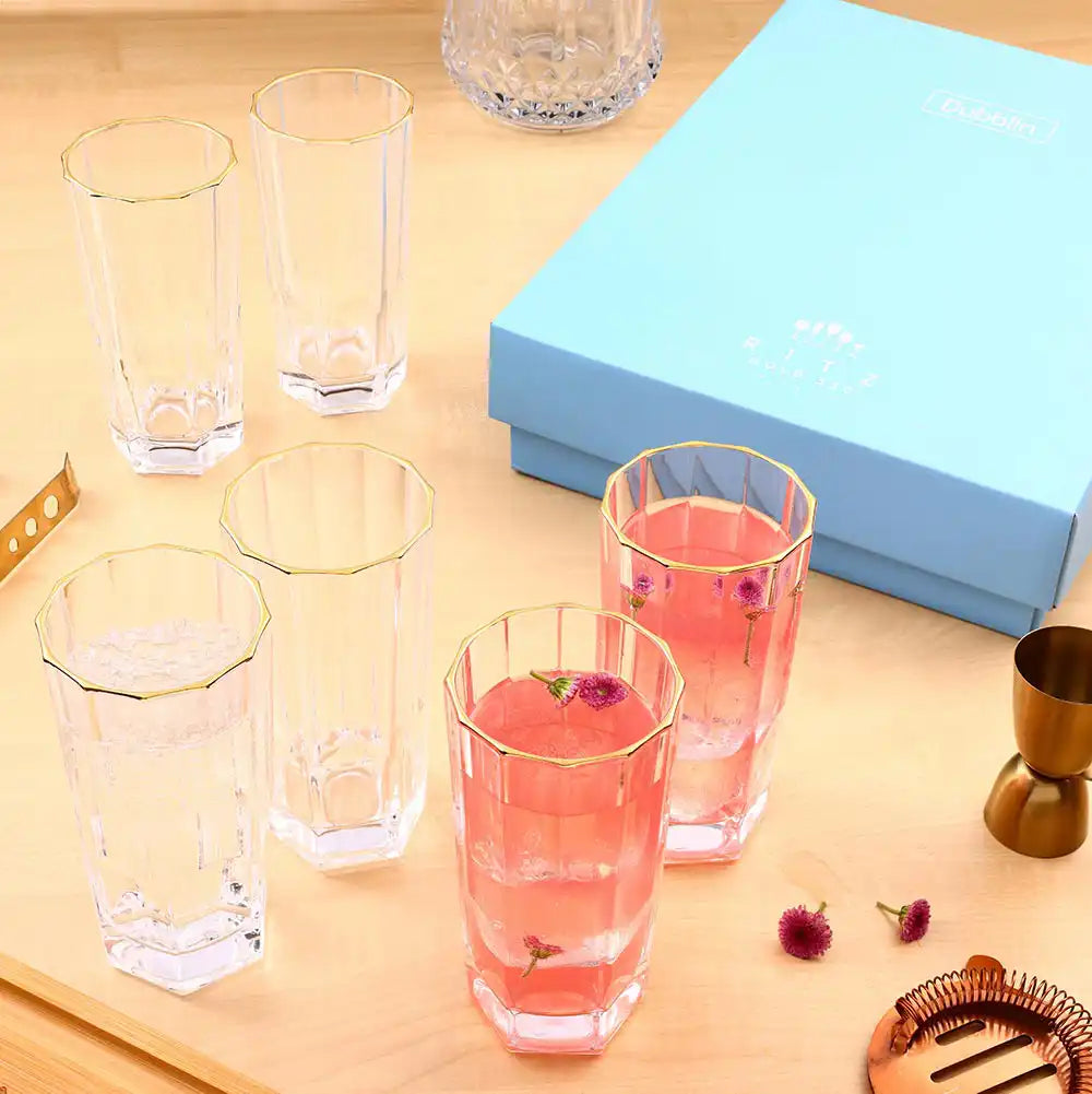 Dubblin Ritz Gold Mocktail Glass Set 330 ml