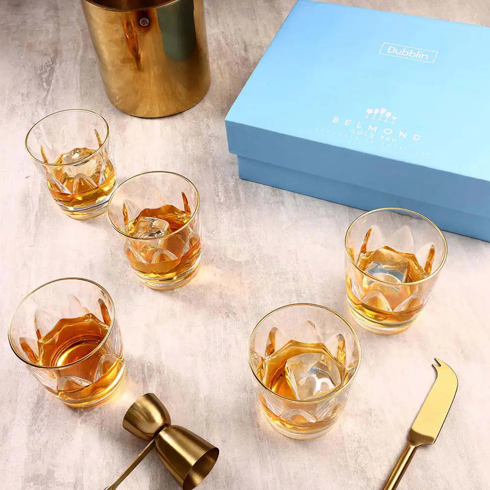 Dubblin Belmond Gold Whiskey Glass Set 345 ml