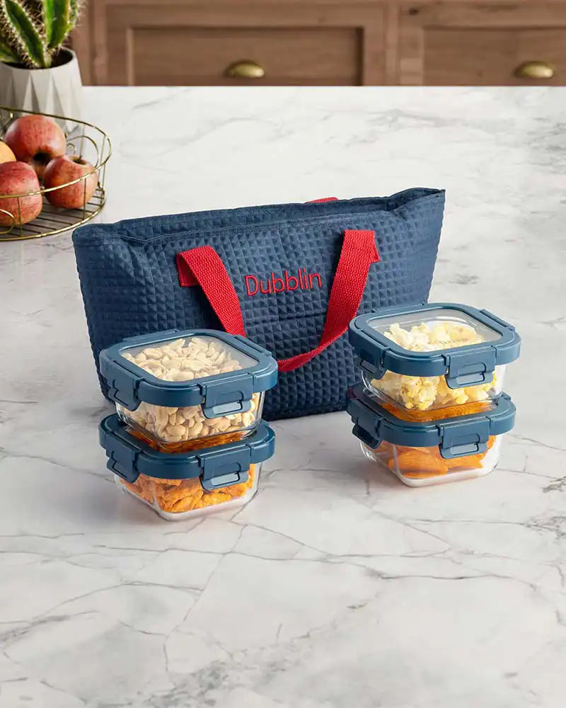 Dubblin Elite Glass Lunch Box Set of 4