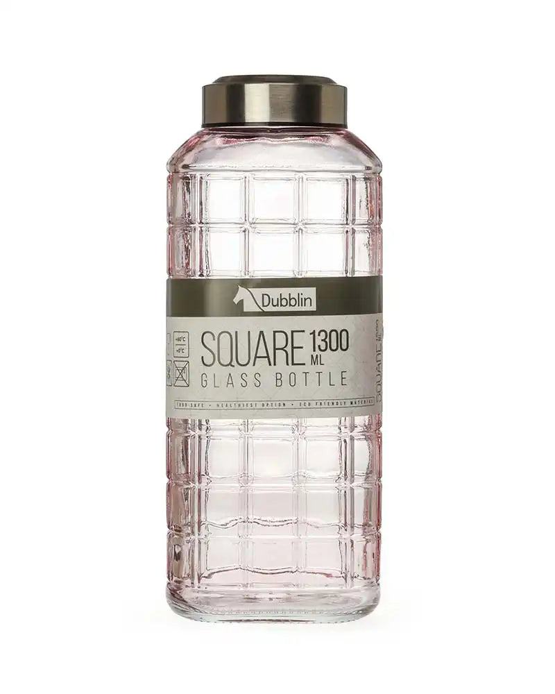 Dubblin Square Glass Water Bottle 1300 ml