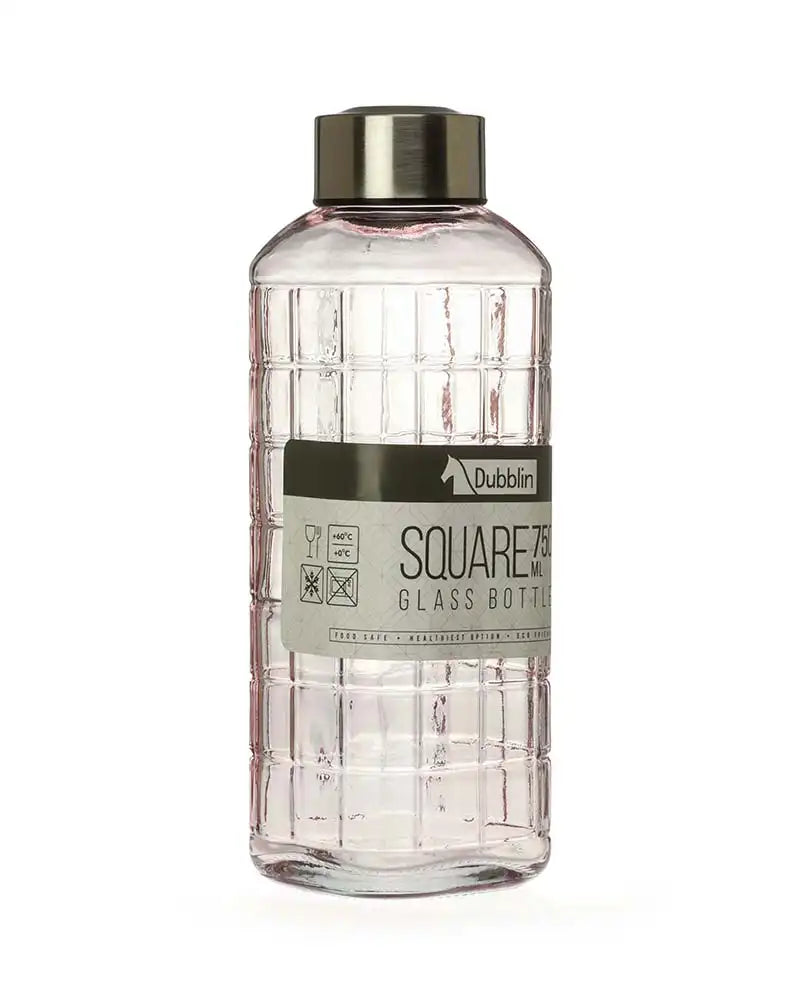 Dubblin Square Glass Water Bottle 750 ml