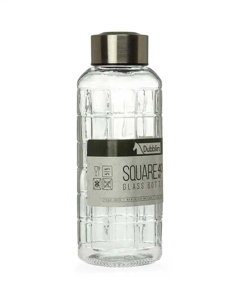 Dubblin Square Glass Water Bottle 400 ml