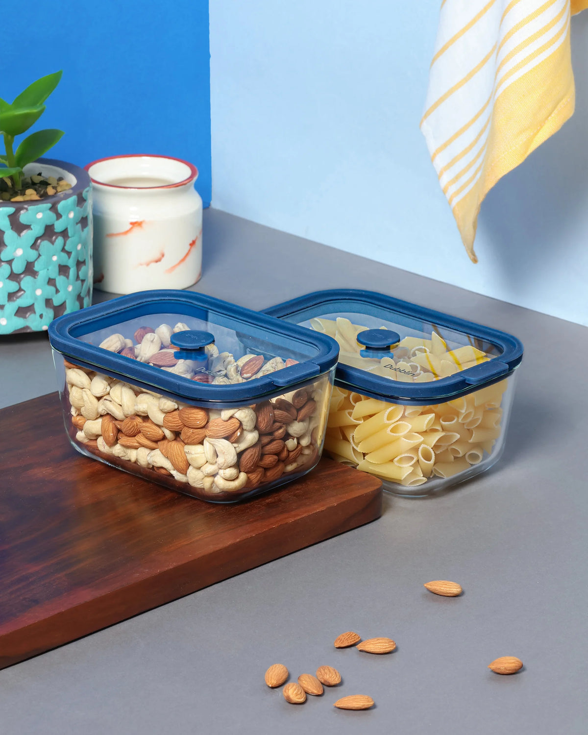 Dubblin Grace Glass Gift Set of 2 Rectangle Containers 800 ml