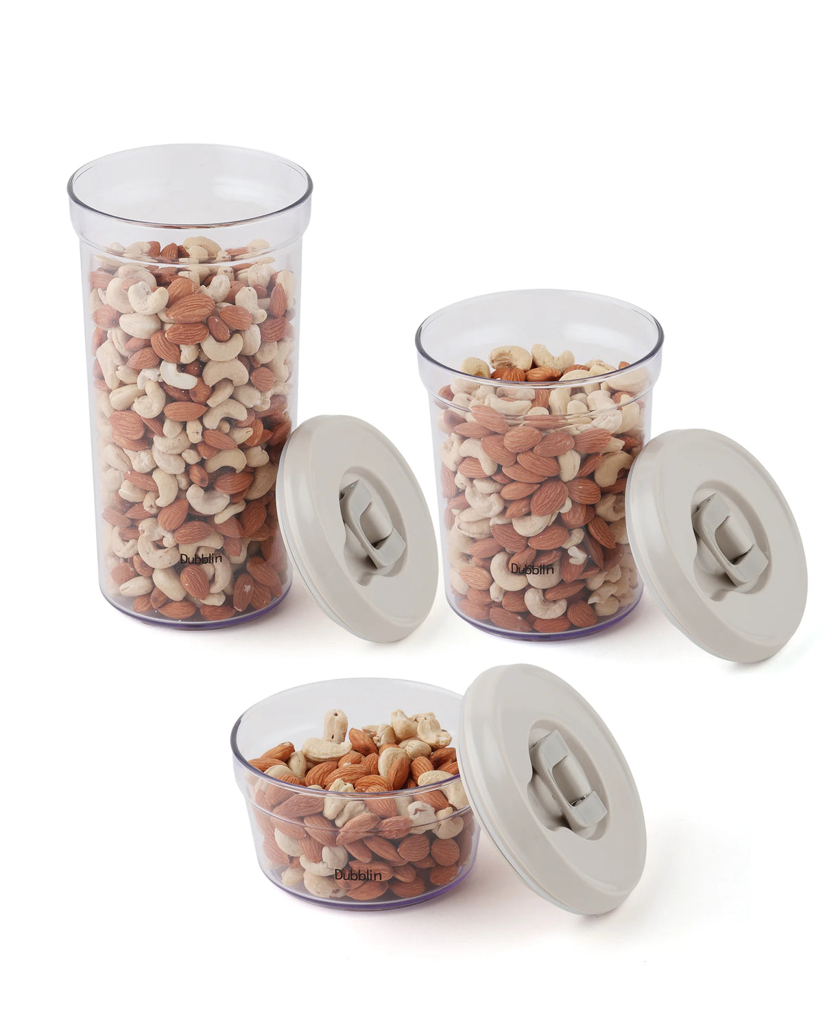 Dubblin Smart Lock Jar Set of 3 Round Storage Containers