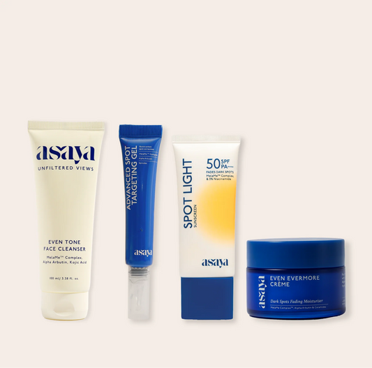 Asaya 4 Step Skincare Set Cleanser Spot Gel Creme and Sunscreen