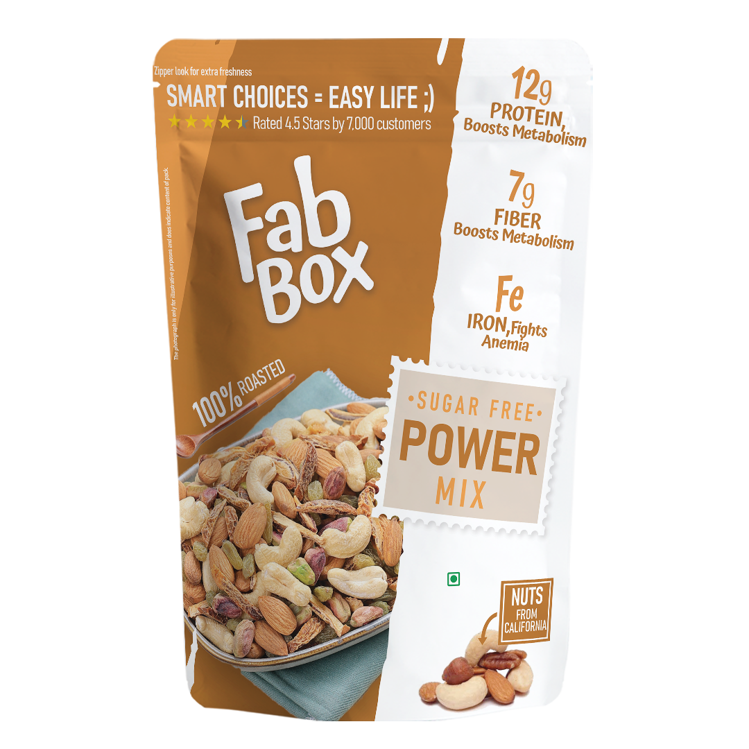 Fab Box Sugarfree Power Mix in a bowl, showcasing almonds, walnuts, cashews, and seeds. - Image 2