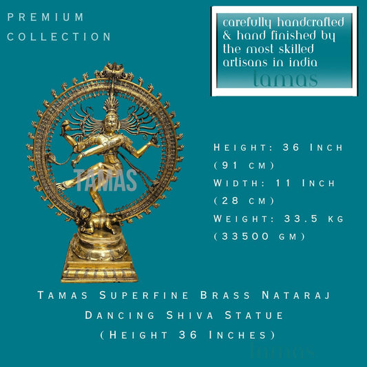 Tamas Superfine Brass Nataraj Dancing Shiva Statue - PUSHMYCART