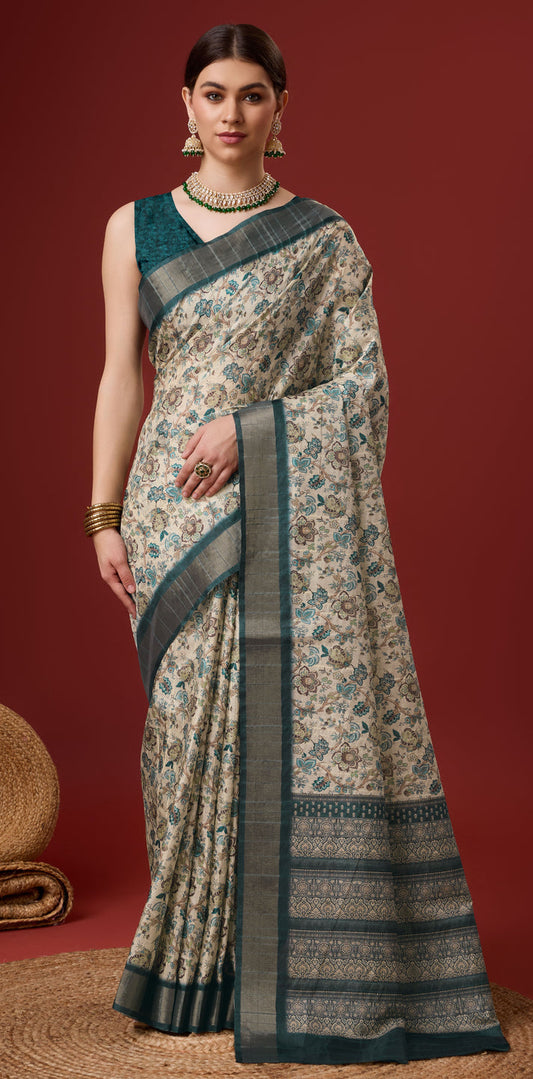 Deeva Sarees Deeva Sarees Off White Cotton Saree