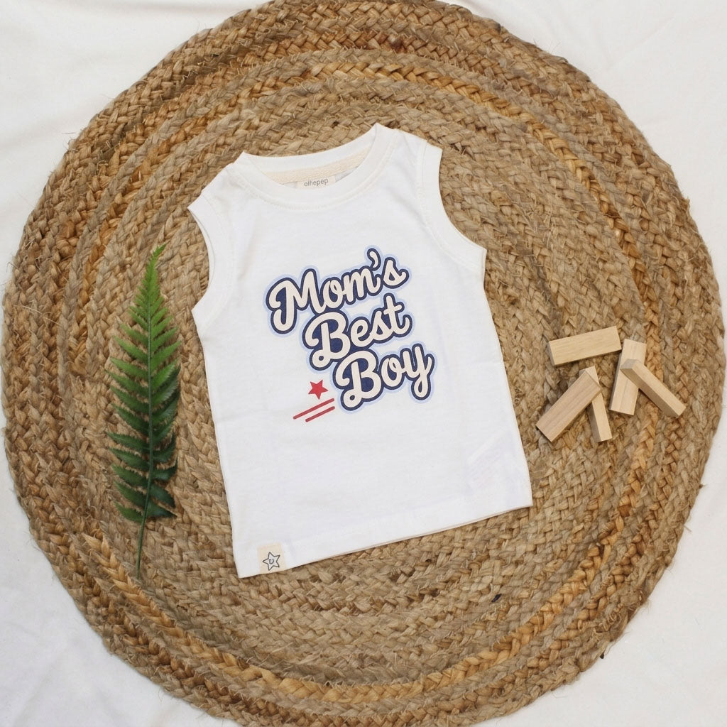 Bachpan kids wear New Born Sleeveless Graphic Tee — Crisp White