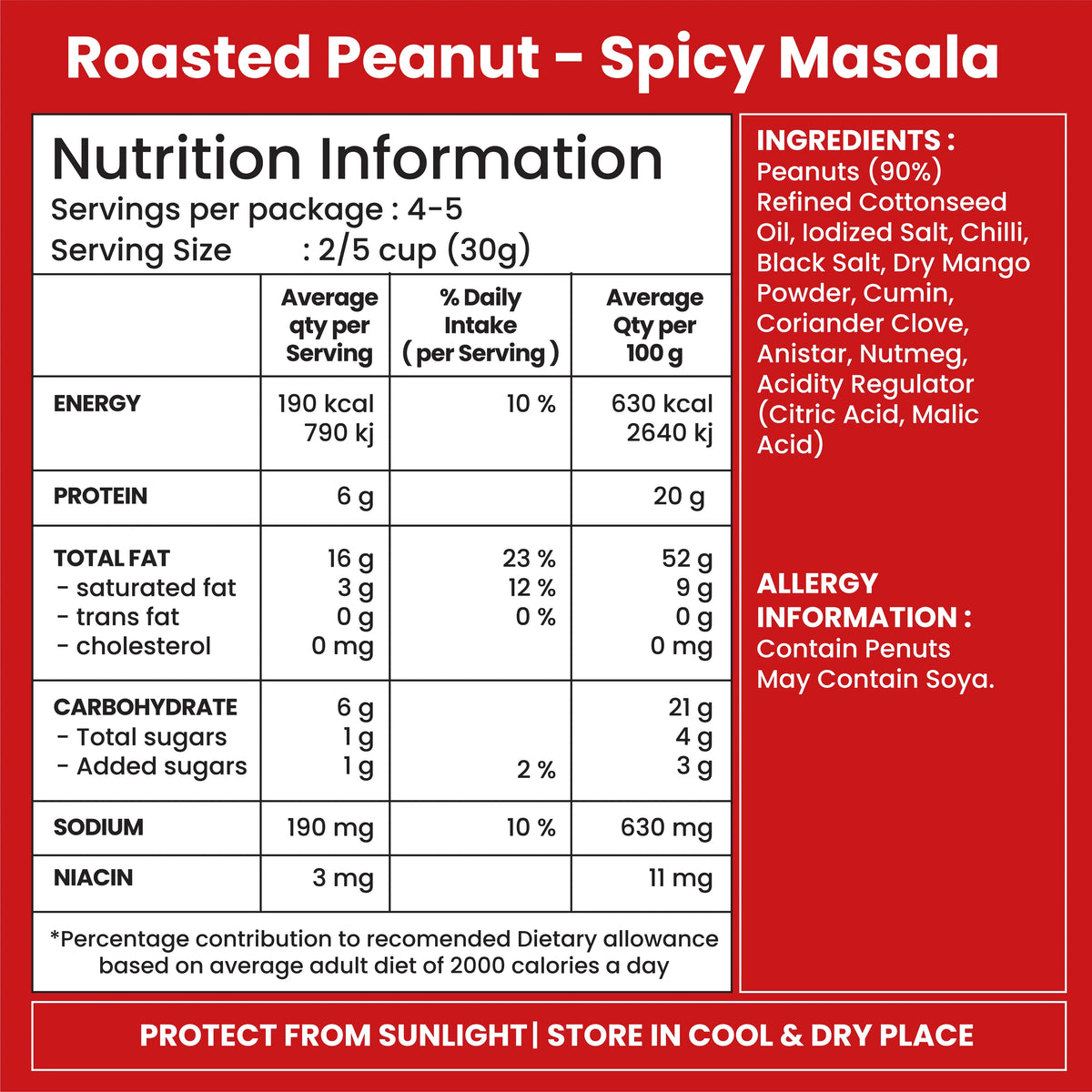 Jabsons Foods Spicy Masala Roasted Peanuts