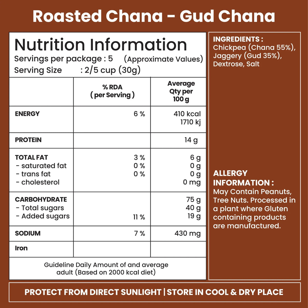 Jabsons Foods Gud Chana Roasted