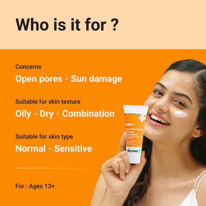 The Derma co Pore Minimizing Priming Sunscreen with SPF 50 & PA+++ For Open Pores & UVA/UVB Protection - PUSHMYCART