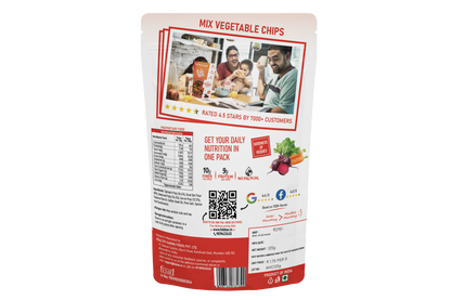A vibrant bag of Fabbox Mix Veggie Chips displaying a colorful assortment of crispy vegetable slices. - Image 3
