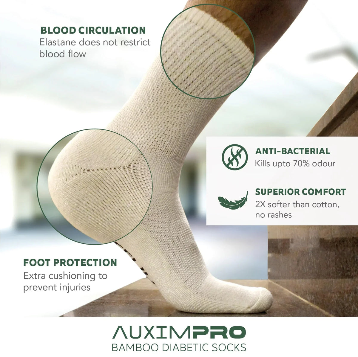 Heelium Bamboo Diabetic Socks - 2 Pairs