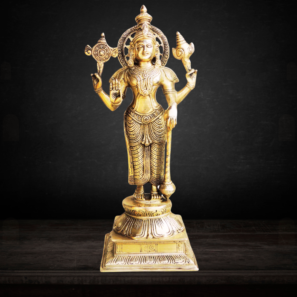 Brass Vishnu Ji God Idol Statue 5.68Kg - PUSHMYCART