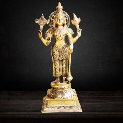 Brass Vishnu Ji God Idol Statue 5.68Kg - PUSHMYCART