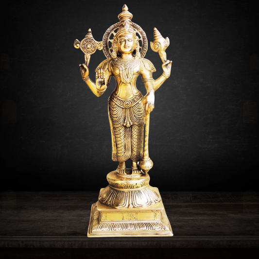 Brass Vishnu Ji God Idol Statue 5.68Kg - PUSHMYCART