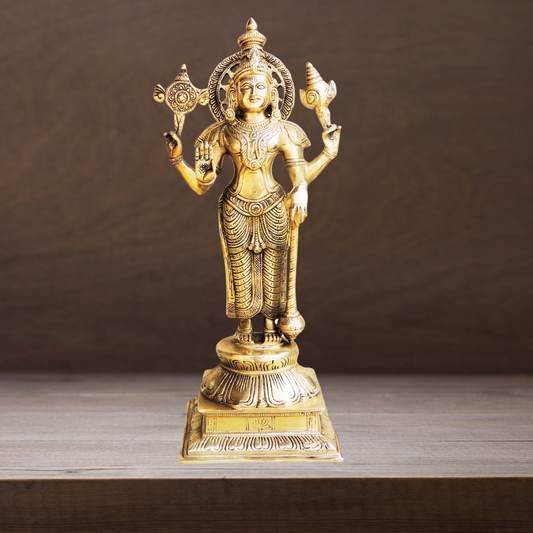 Brass Vishnu Ji God Idol Statue 5.68Kg - PUSHMYCART
