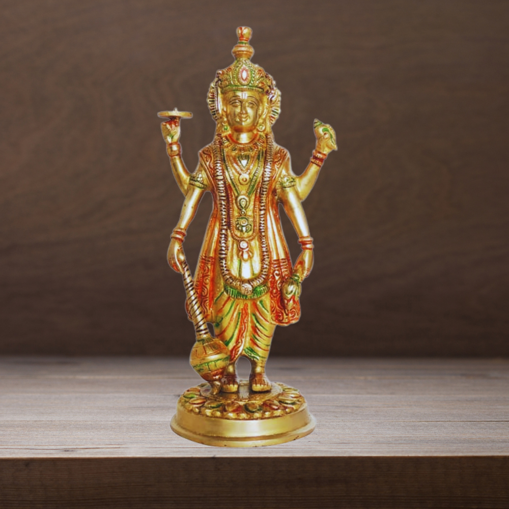 Brass Vishnu Ji God Idol Statue 2.6kg - PUSHMYCART
