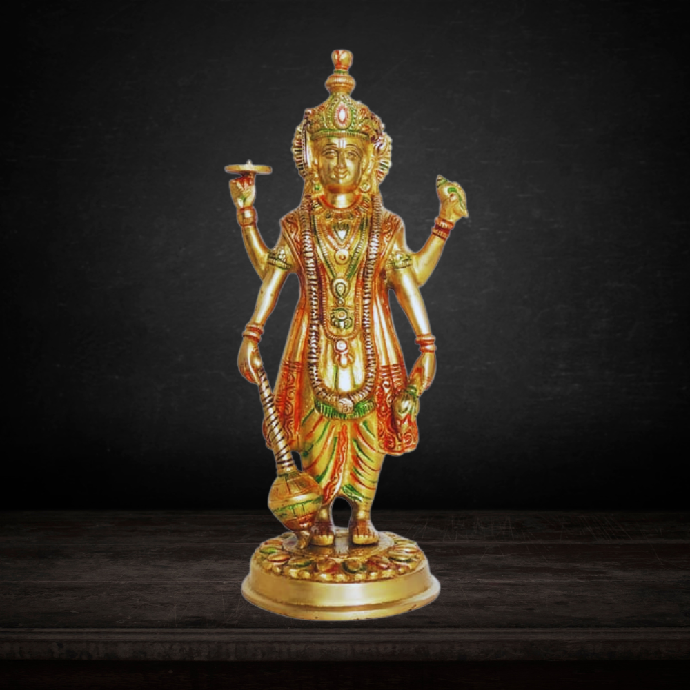 Brass Vishnu Ji God Idol Statue 2.6kg - PUSHMYCART