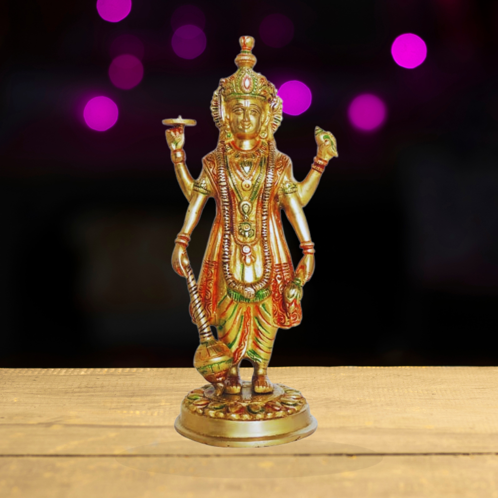Brass Vishnu Ji God Idol Statue 2.6kg - PUSHMYCART