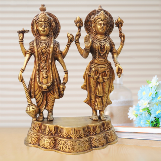 Brass Vishnu Laxmi Idol Statue 5.23Kg - PUSHMYCART