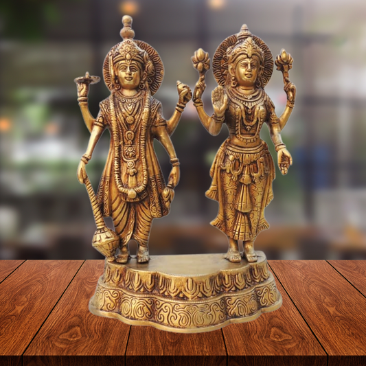 Brass Vishnu Laxmi Idol Statue 5.23Kg - PUSHMYCART