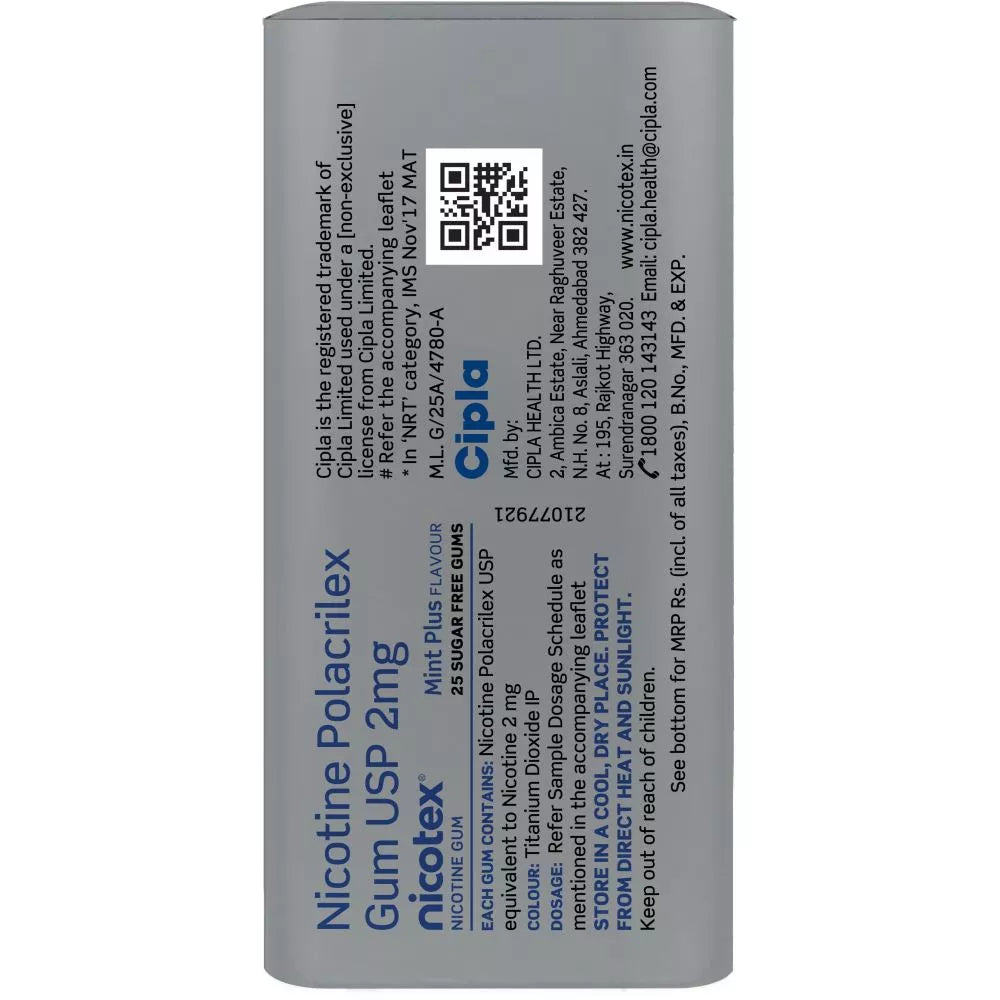 Nicotex Chewing Gums 2mg Sugar Free Mint