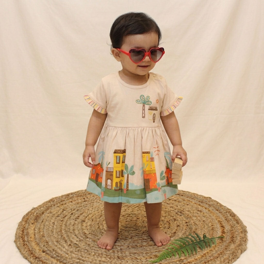 Bachpan kids wear New Born Frock - Cream