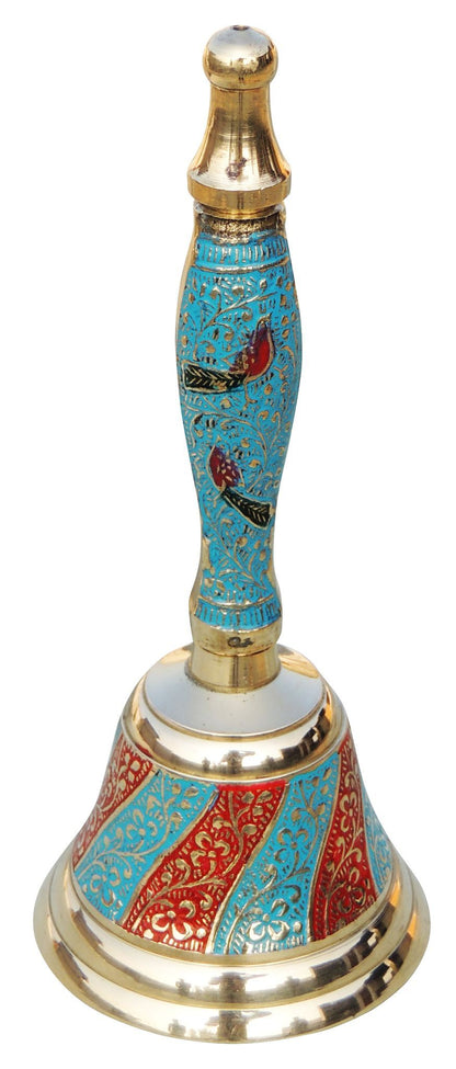 Brass Handle Bell In Blue Colour 0.25Kg - PUSHMYCART