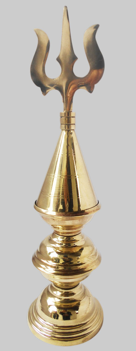 Brass Solid Trishul Kalash 0.44Kg - PUSHMYCART