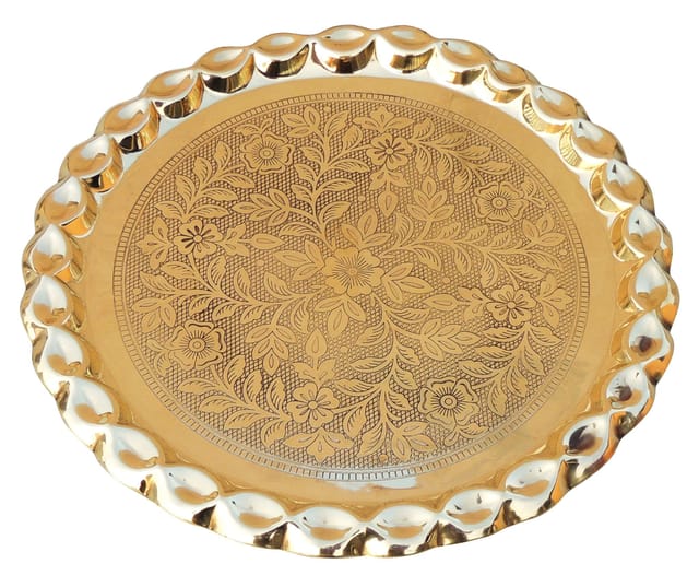 Brass Plate With Flower Design 0.6kg - PUSHMYCART
