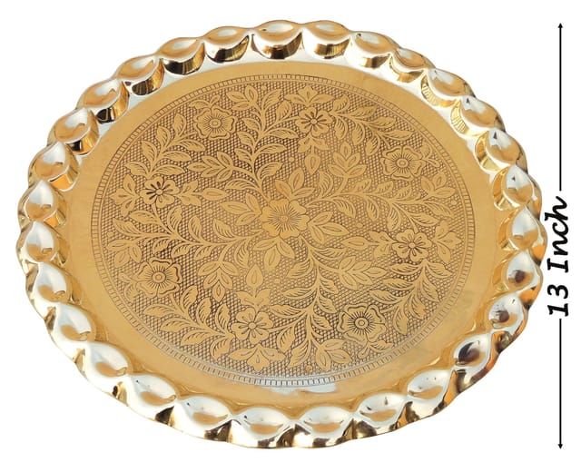 Brass Plate With Flower Design 0.6kg - PUSHMYCART