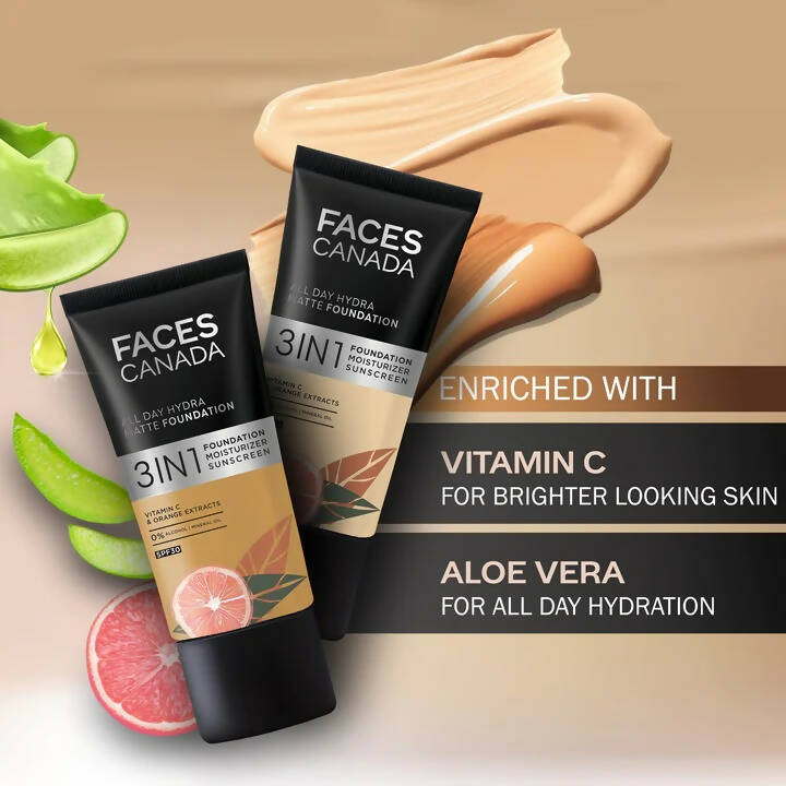 Faces Canada All Day Hydra Matte Foundation-Absolute Ivory 012 25 ml