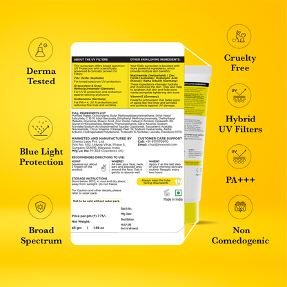 Innovist Brightening Cream Sunscreen | SPF 50 | 45 g - PUSHMYCART